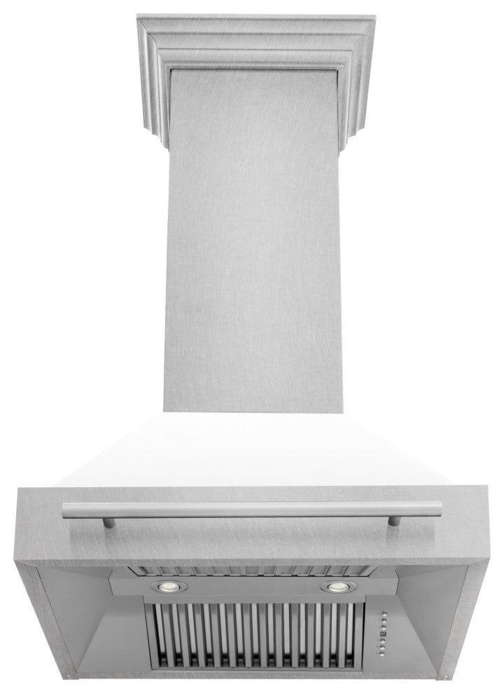 ZLINE 30 In. Wall Mount Hood, DuraSnow With White Matte Shell, 8654SNX-WM-30