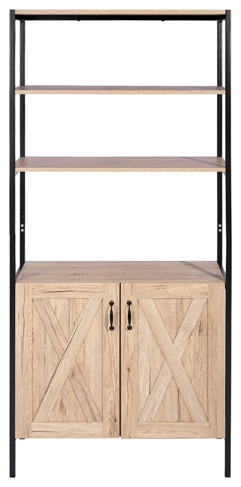 Wood Double Door Accent Cabinet with Shelf, Oak, 31'' X 16''