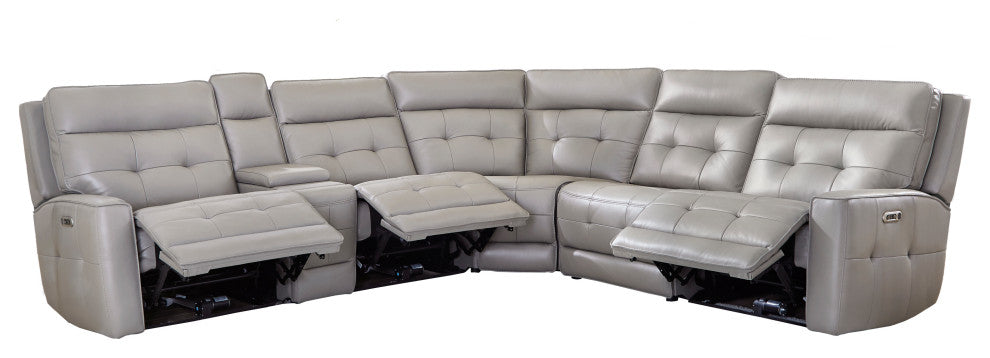 Canterbury Pewter 6 Piece Zero Gravity Modular Power Reclining Sectional, Pewter