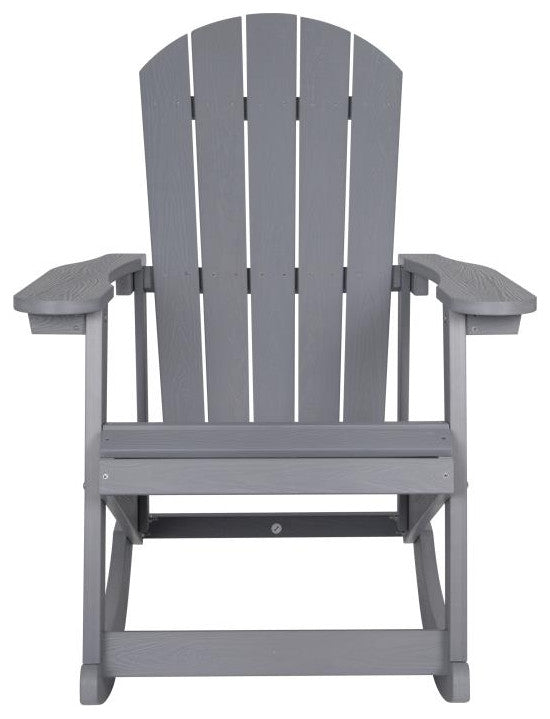 Savannah All-Weather Poly Resin Wood Adirondack Rocking Chair, Light Gray