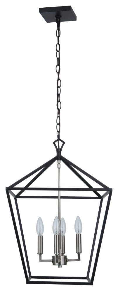 Flynt II Foyer 4  Light  Flat Black / Brushed Polished Nickel