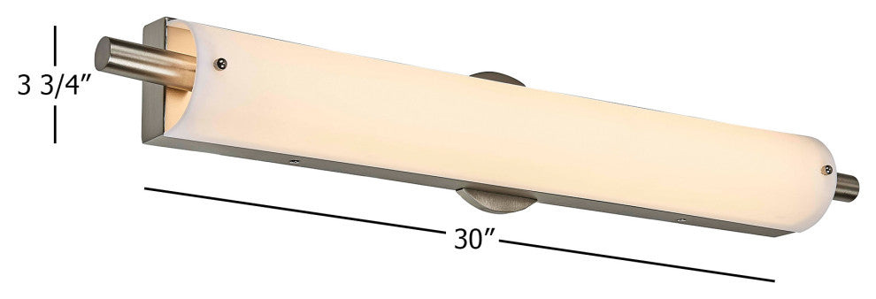 NBWL1032-30LED - 30 inch LED Vanity Light with white acrylic shade