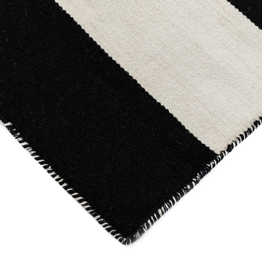 Sorrento Rugby Stripe Indoor/Outdoor Rug, Black, 8' Square