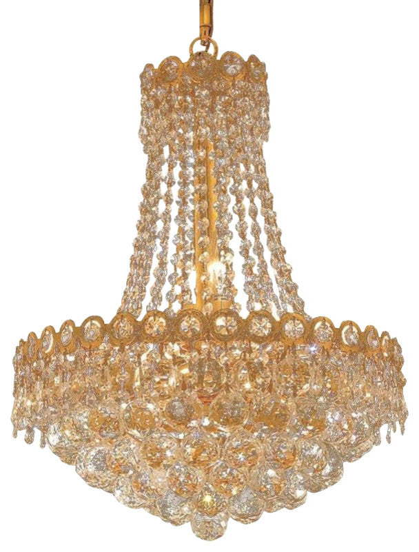 Elegant Century Dining Room Light, Gold Finish With Royal Cut Crystal