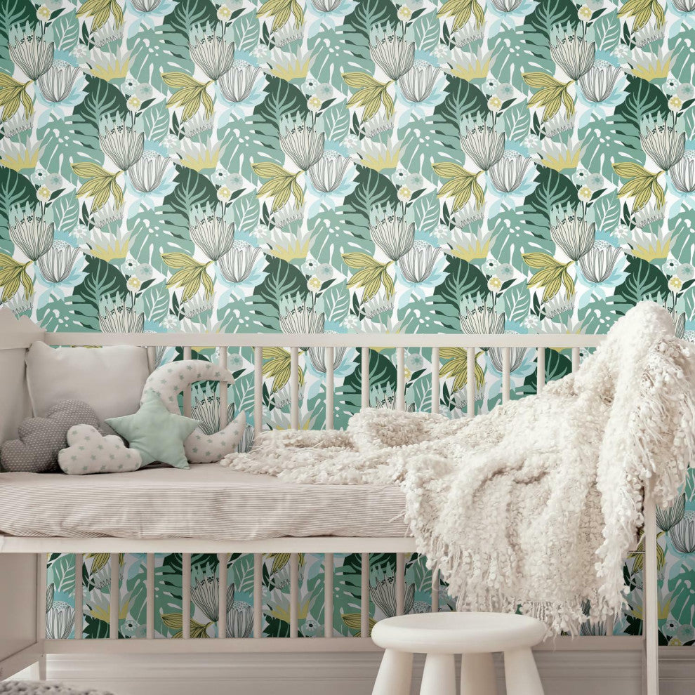 Retro Tropical Leaves Peel & Stick Wallpaper