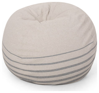 Sasser Hudgeons Boho 5 Foot Striped Bean Bag, Natural + Gray Stripes, 54 W X 54