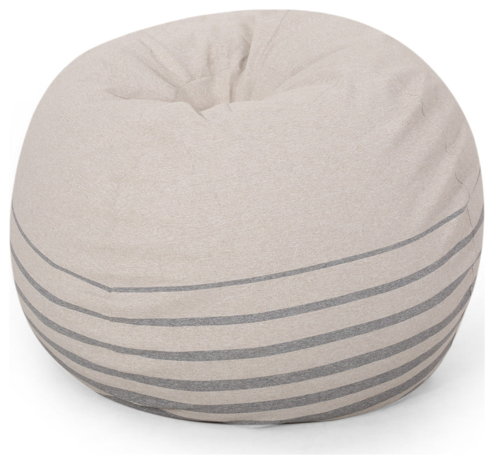 Sasser Hudgeons Boho 5 Foot Striped Bean Bag, Natural + Gray Stripes, 54 W X 54