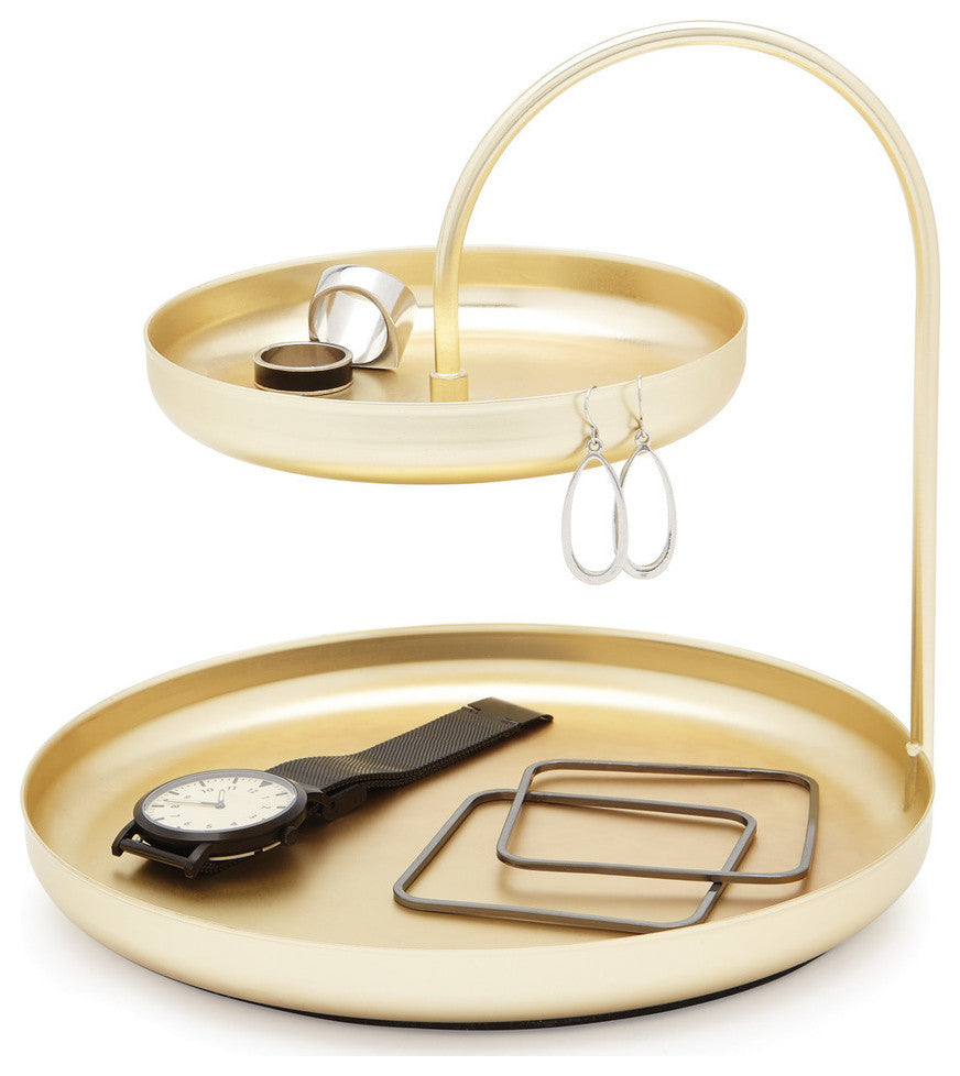 Poise 2-Tier Accessory Holder, Gold