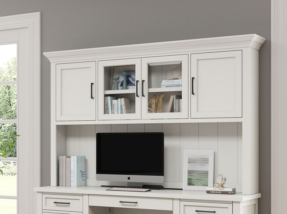 Modern Wood Hutch With Doors Storage Hutch Office Storage Fully Assembled White