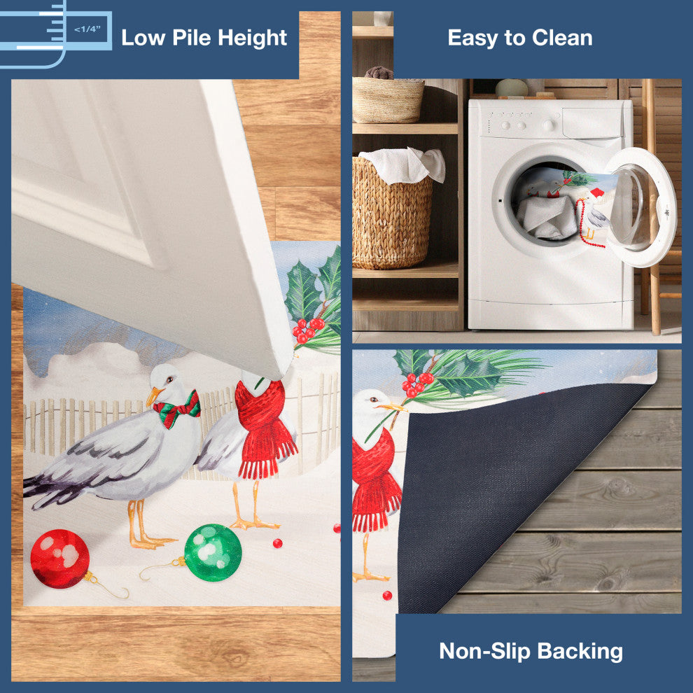 Illusions Peck The Halls Indoor/Outdoor Mat, Snow, 1''11"x2''11"