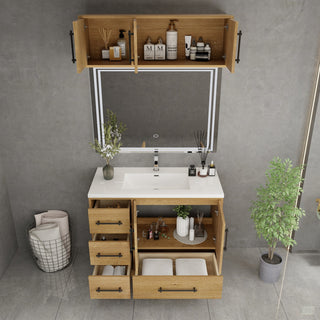 Victoria 42" Solid Wood Bath Vanity, Overhead Cabinet, Oak