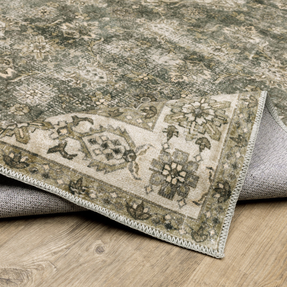 Malibu Mal04 Green/Beige 5' x 7' Rug