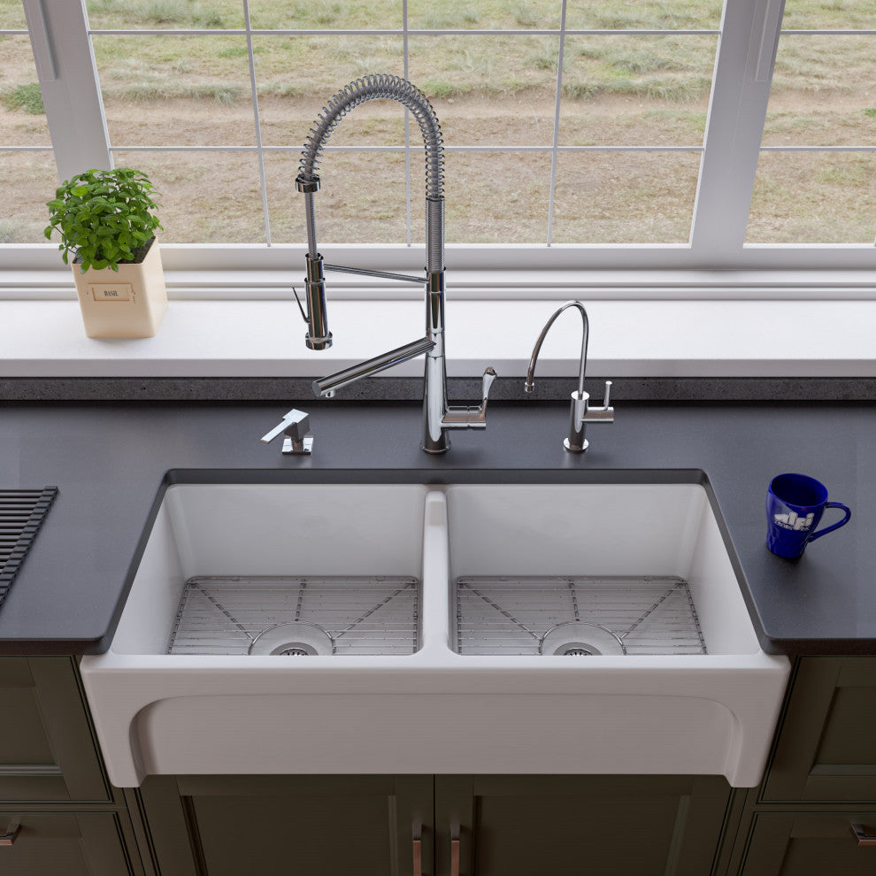 Double Spout Commercial Spring Kitchen Faucet, Polished Chrome