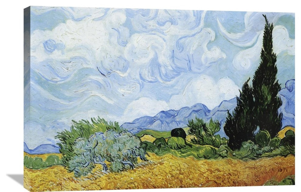 "Wheat Field with Cypresses" Artwork, 36"x24"