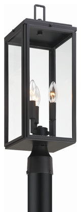 Byron 3-Light Matte Black Outdoor Lantern Post