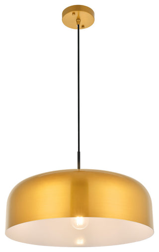 Black Finish 1-Light Pendant, Satin Gold
