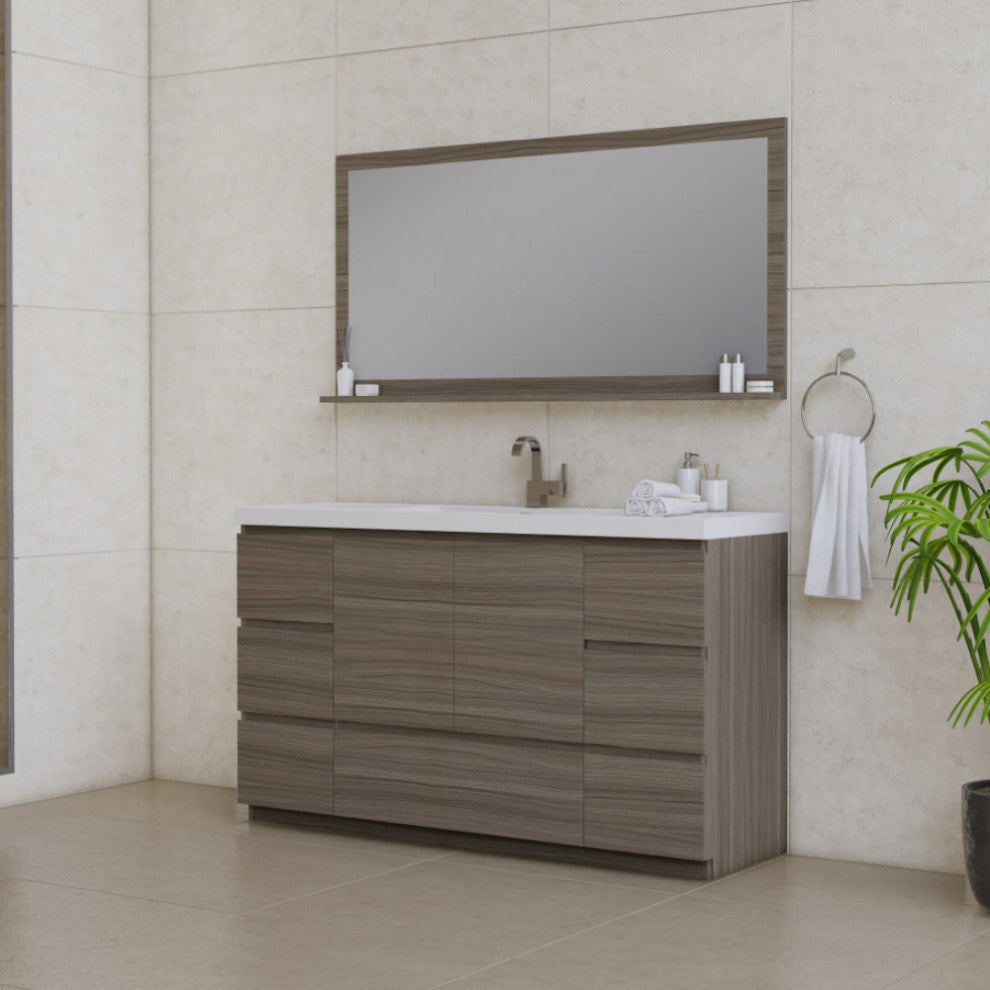 Paterno 60" Single Bathroom Vanity With Sink, Gray