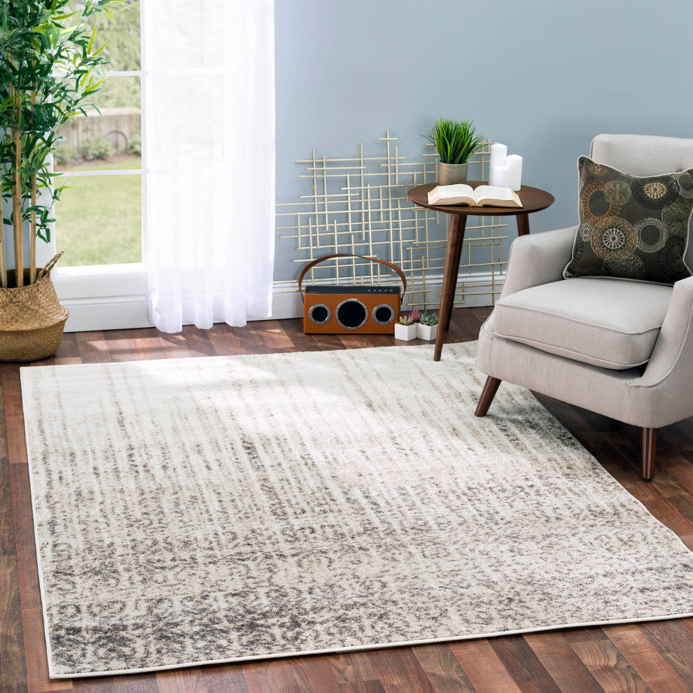 Murillo Abstract Waterfalls Rug - Cream and Taupe - 7' 10" X 9' 10"