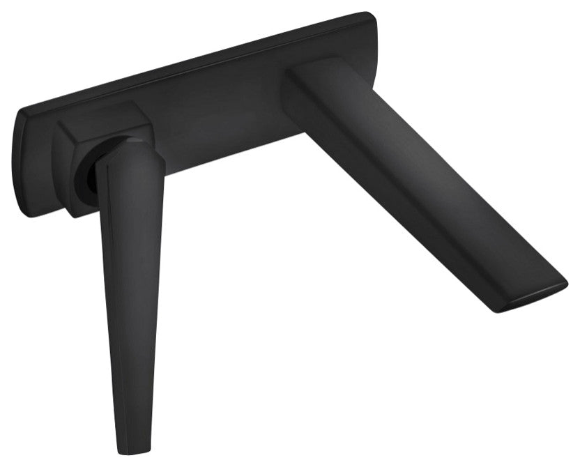 Nia Luxury Wall-Mount Bathroom Faucet, Black, Without pop-up drain
