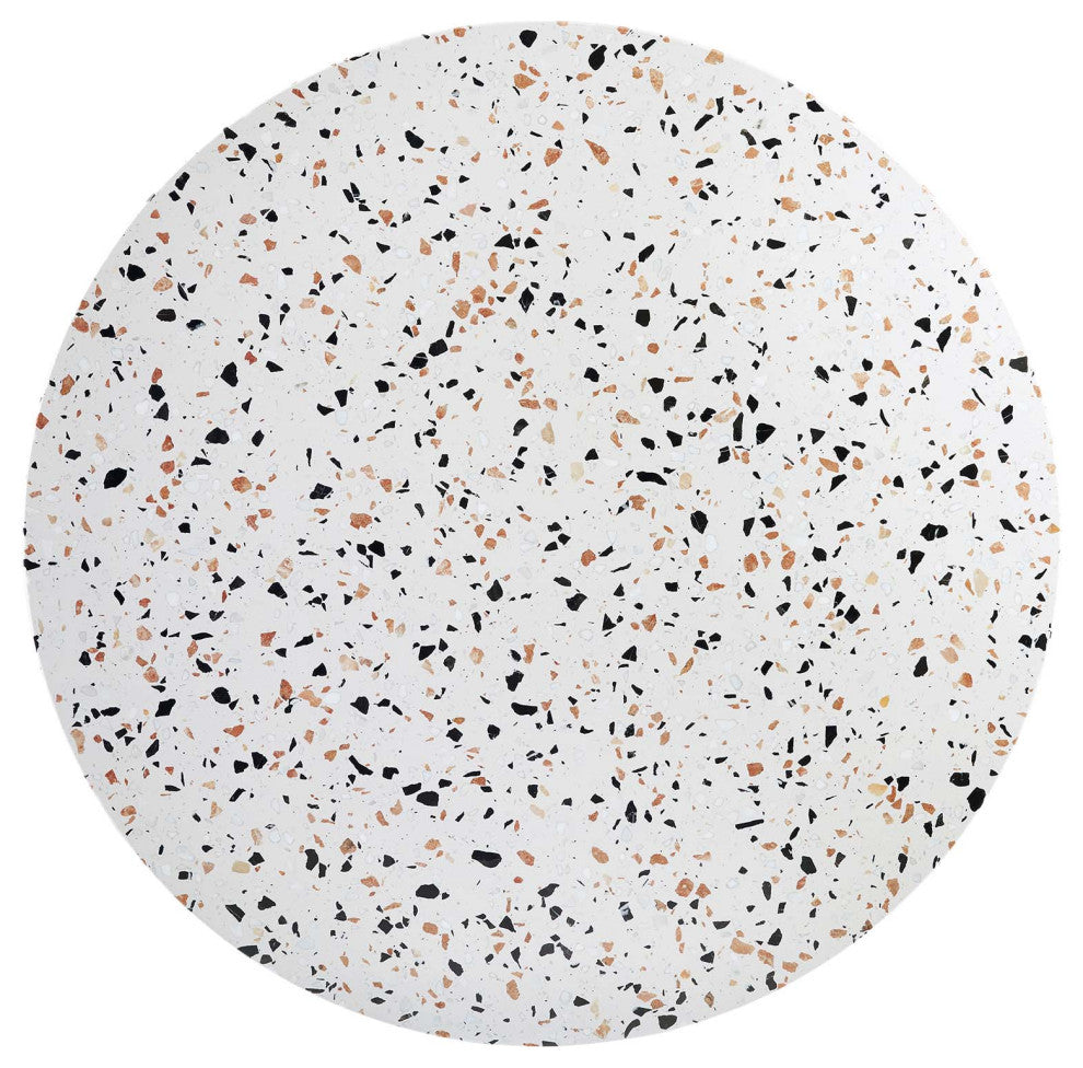 Lippa 47" Round Terrazzo Dining Table, White White