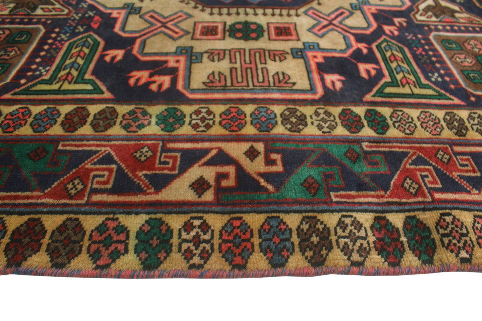 Fine Vintage Distressed Horton Rust/Navy Runner, 4'11x10'4