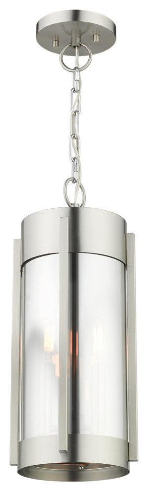 Livex Lighting Sheridan 2 Light Brushed Nickel Medium Outdoor Pendant Lantern