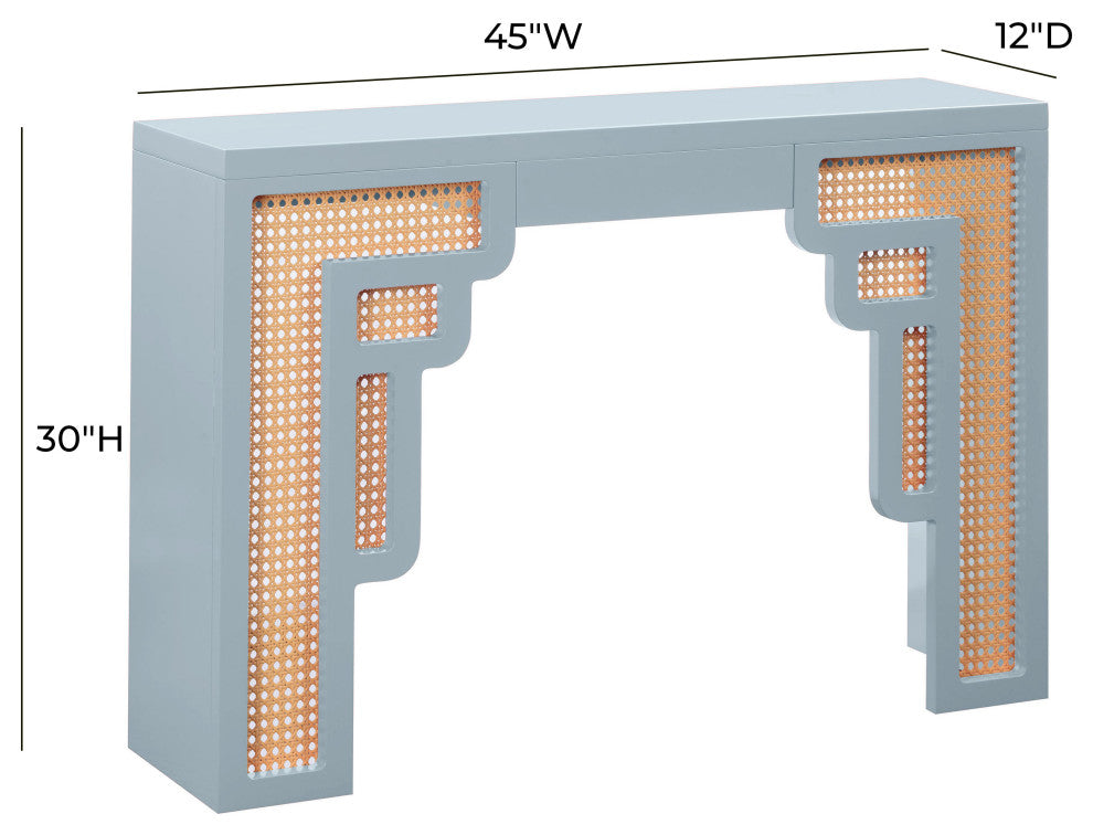 Suzie Pastel Blue/Rattan Console Table