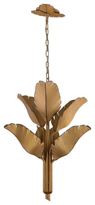 Banana Leaf 6-Lt Chandelier - Gold