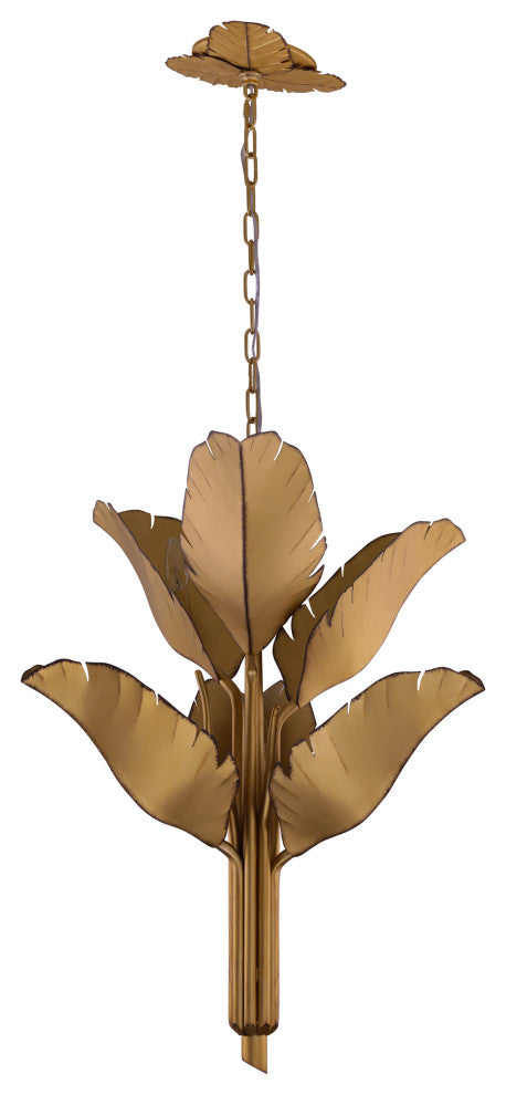 Banana Leaf 6-Lt Chandelier - Gold