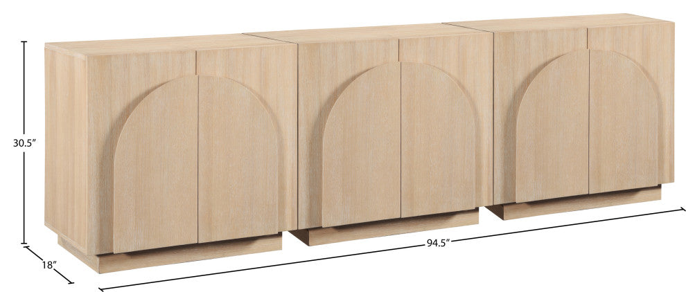 Navona Oak Veneer Sideboards / Buffet, Natural, 3pc
