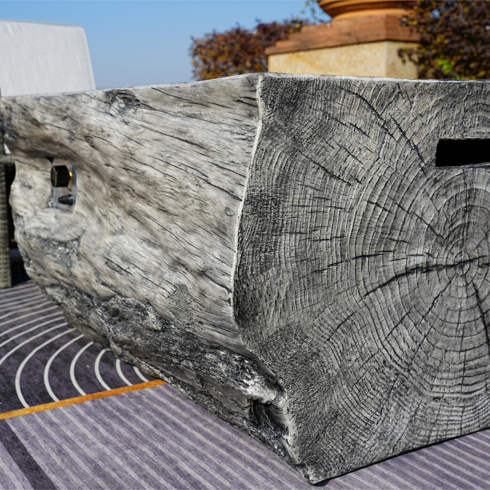 Tree Stump Shape Fire Pit Table With Rain Cover