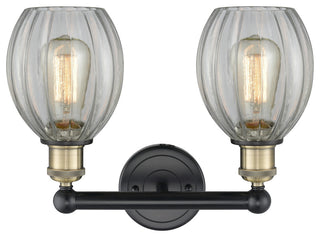 Eaton 2-Light 15" Bath Vanity Light, Black Antique Brass Finish, Clear Shade