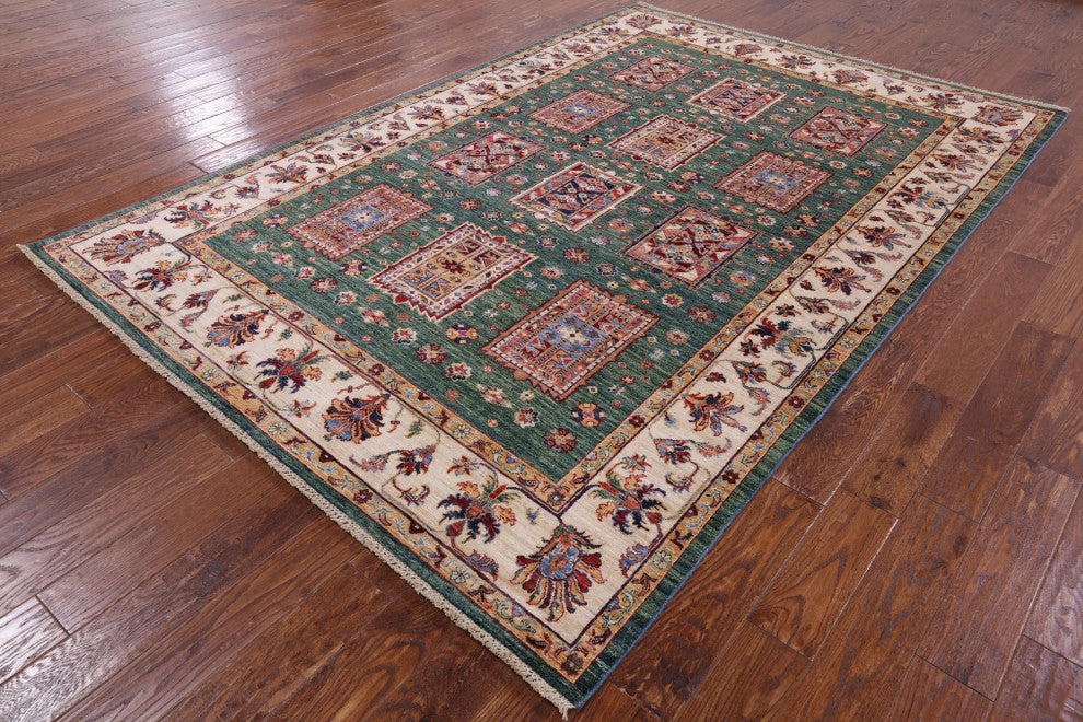6' 8" X 9' 10" Super Kazak Hand Knotted Wool Rug Q7626
