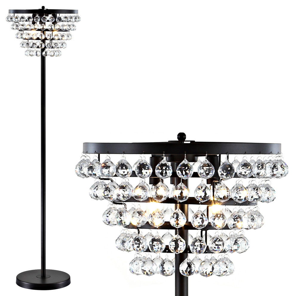 Jemma Crystal, Metal LED Floor Lamp, 60", Bronze