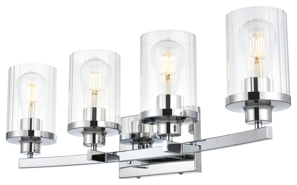 4 Light Chrome And Clear Bath Sconce