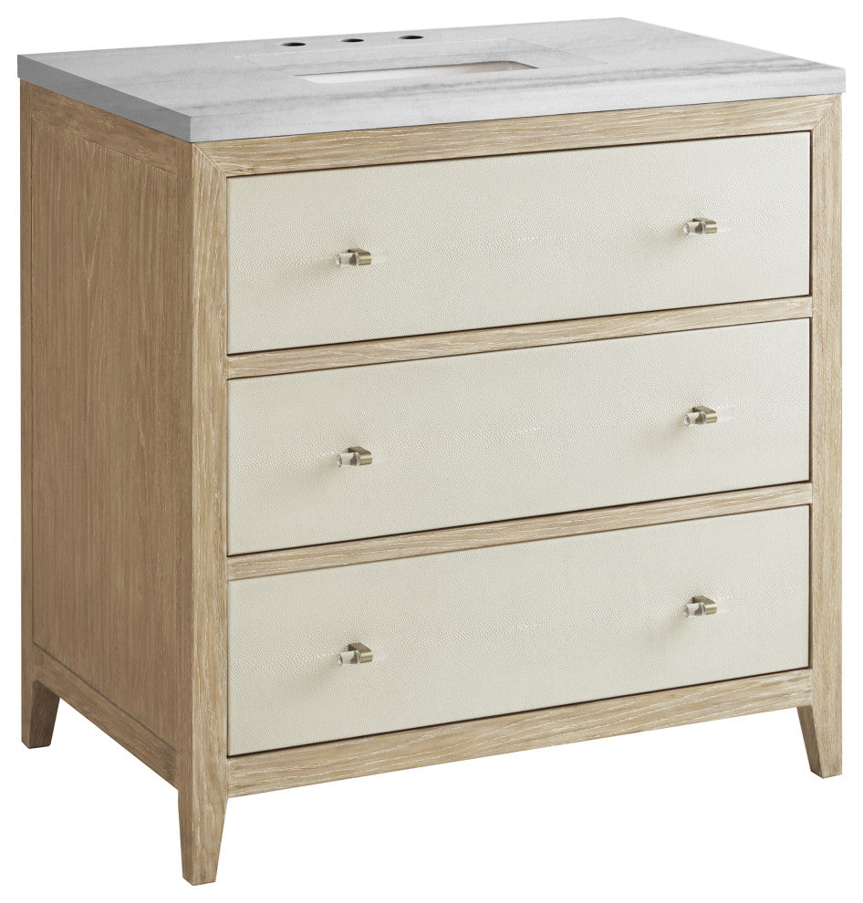 Celeste 36" Single Vanity, Shagreen, 3 CM Arctic Fall Solid Surface Top