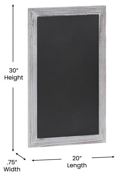 Canterbury Wall Mount Magnetic Chalkboard Sign Set-20" x 30", White Washed, 20" X 30"