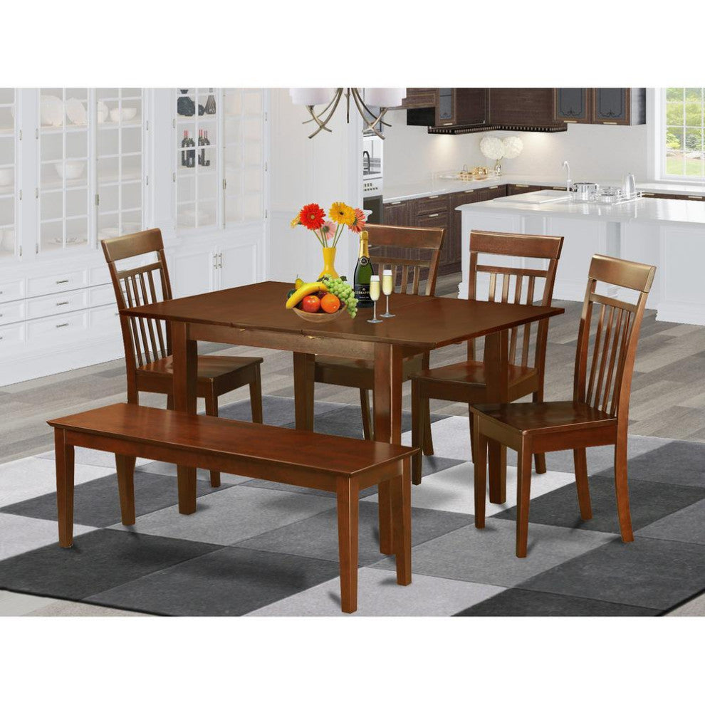 6-PieceDining Room Set With Bench -Tables With 4 Dining Chairs And Bench