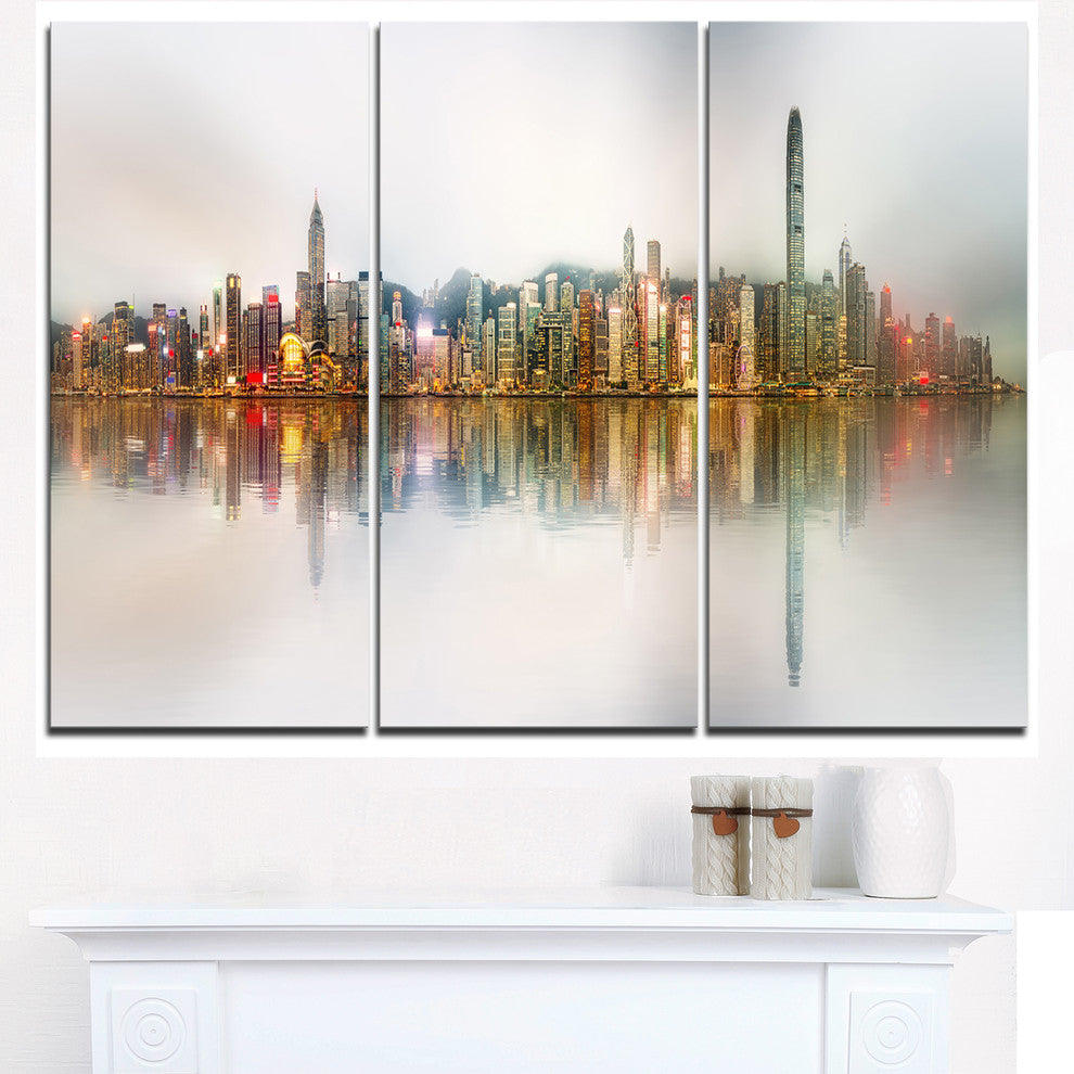 "Singapore Financial District Panorama" Metal Wall Art, 3 Panels, 36"x28"