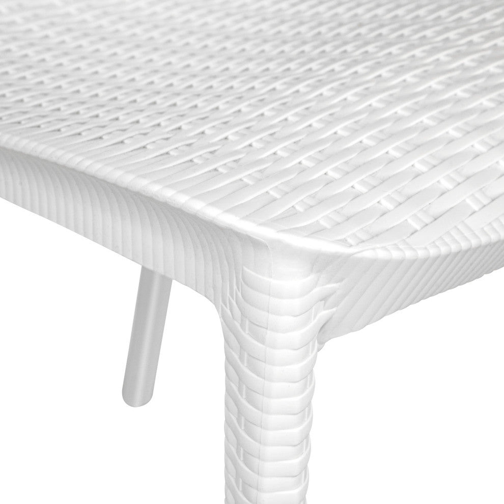 Kent Modern Stackable Outdoor Dining Arm Chair, White