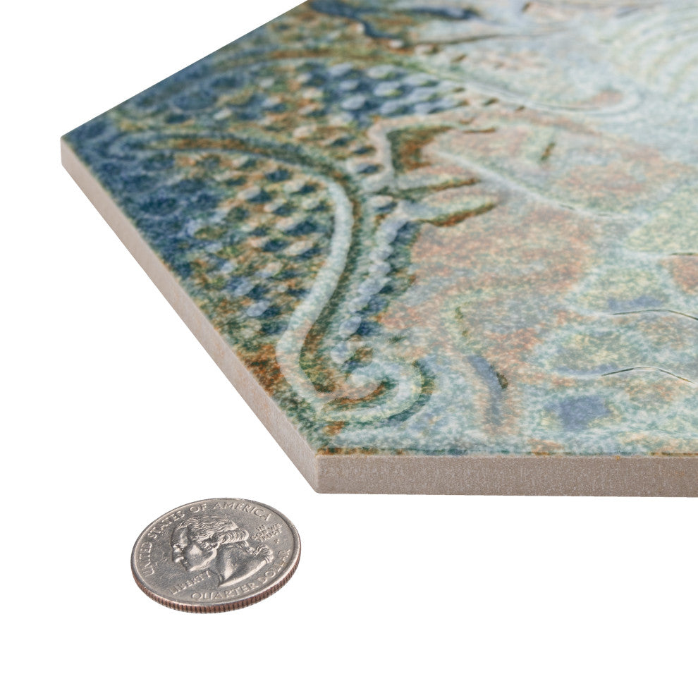 Gaudi React Hex Ocean Porcelain Floor and Wall Tile