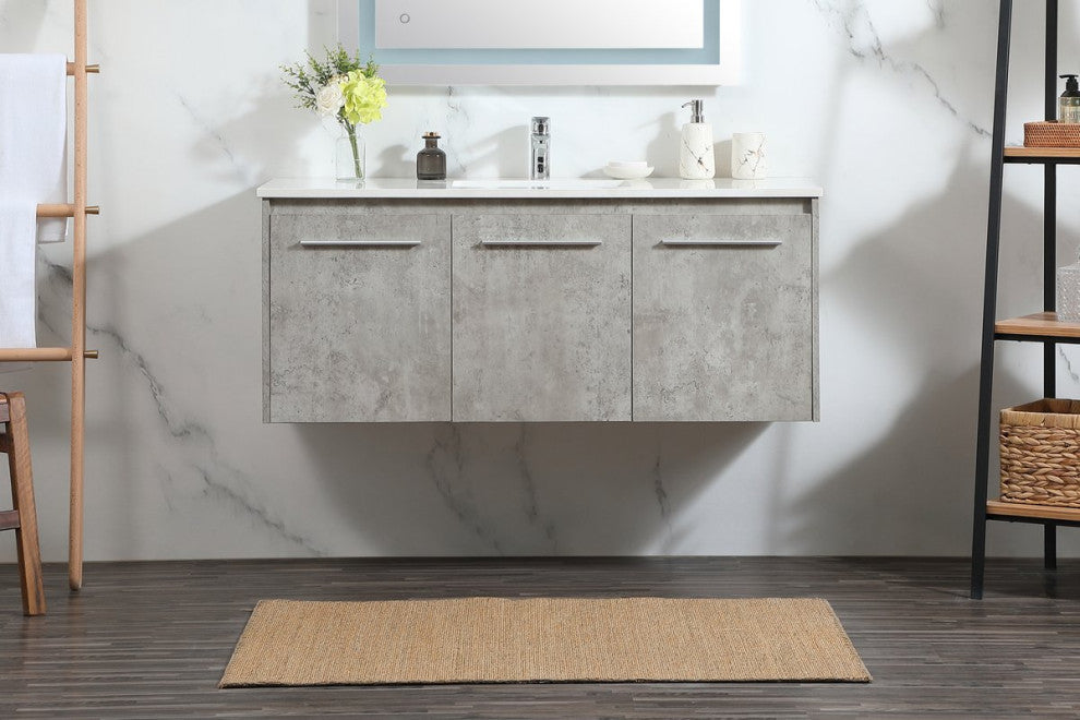 Phoebe Single Bathroom Vanity, Concrete Gray, 48", Without Backsplash