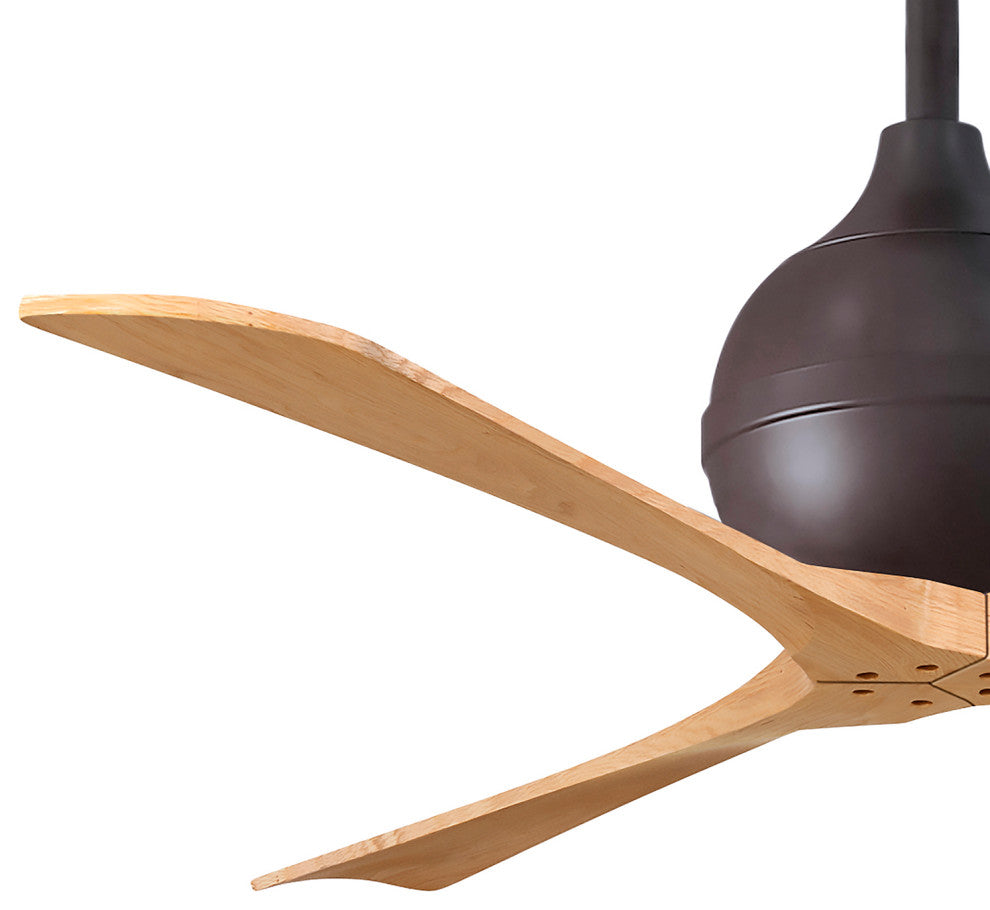 Irene-3 Paddle Fan, Textured Bronze, 52", Light Maple Blades