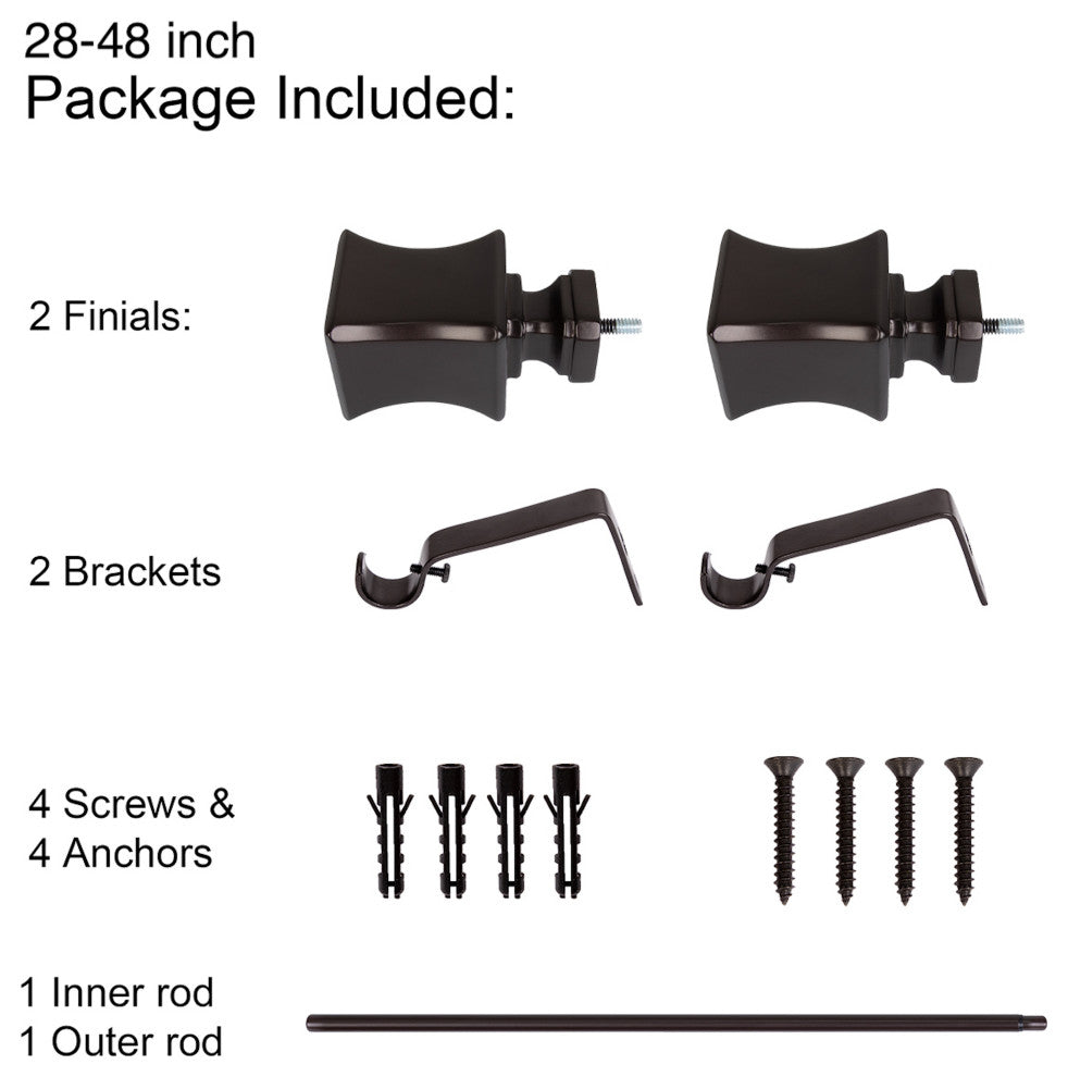 UTOPIA ALLEY 3/4 Inch Curtain Rod - Curtain Rods For Windows, Oil Rubbed Bronze, 28"-48"