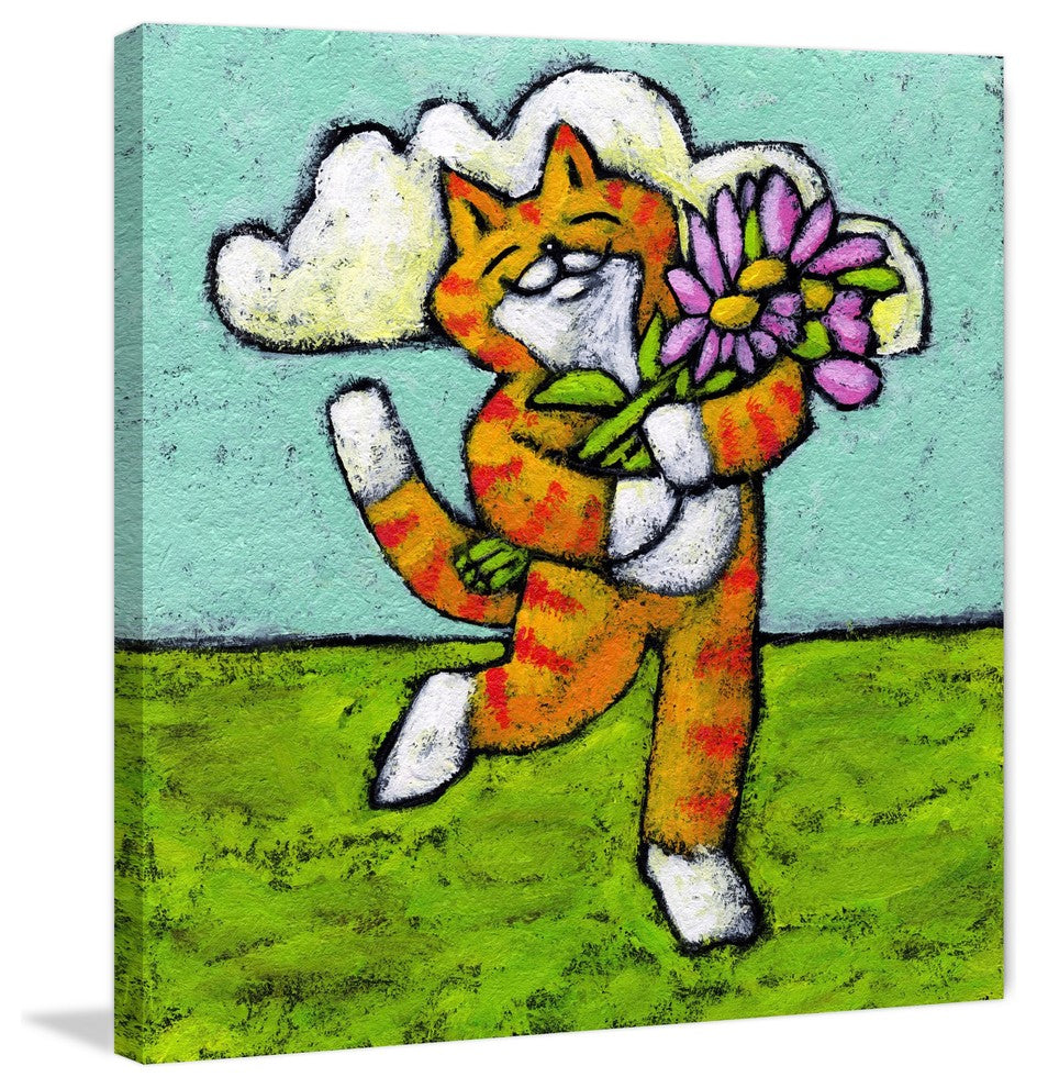 Marmont Hill, "Tiger Cat Flower Dance" by Janet Nelson on Wrapped Canvas, 48x48