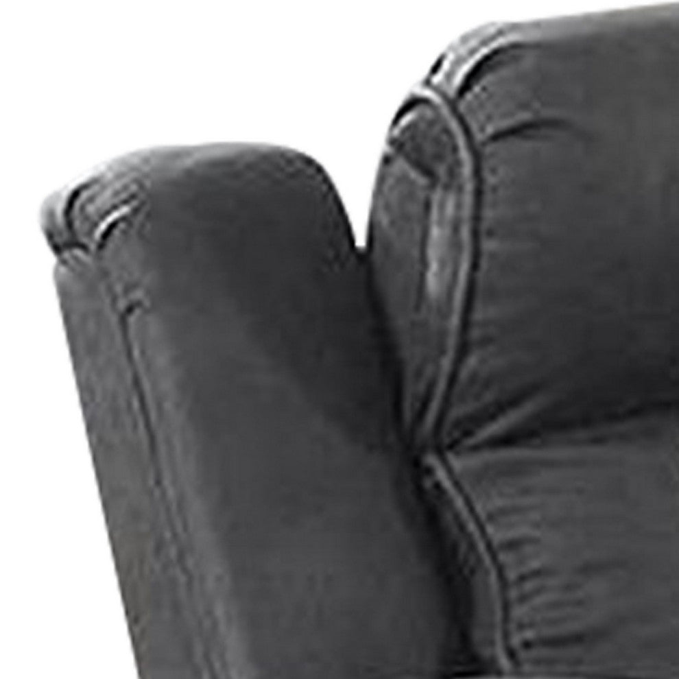 Xiu 38" Power Recliner Chair, USB Port, Storage, Gray Faux Leather