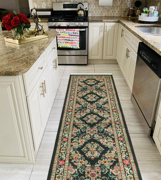 Pak-Persian Eloy Black/Ivory Runner, 2'4x7'10