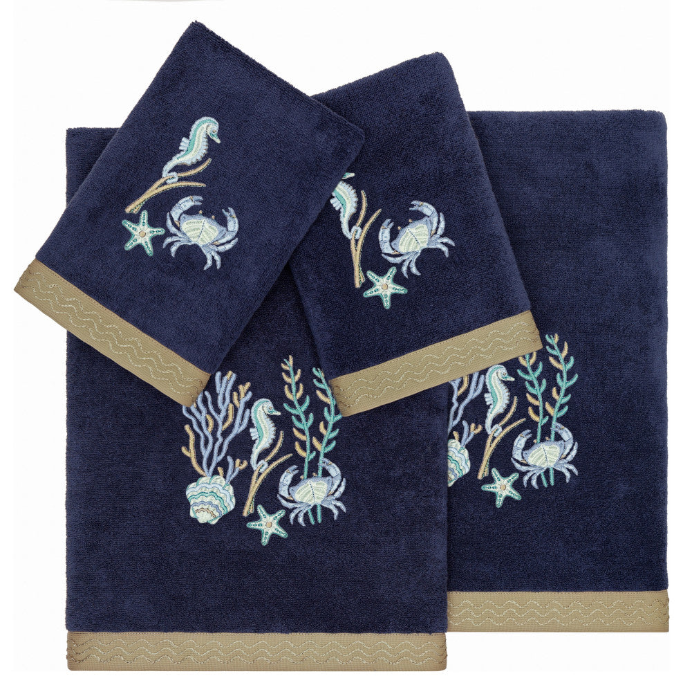 Linum Home Textiles 100% Turkish Cotton AARON 4PC Embellished Towel Set