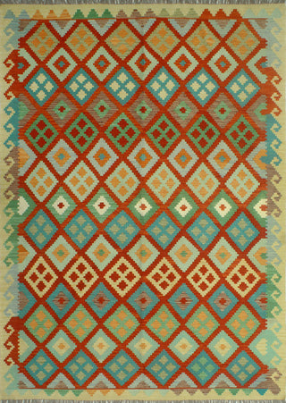 Sangat Flatweave Morris Red/Beige Rug, 6'9 x 9'9