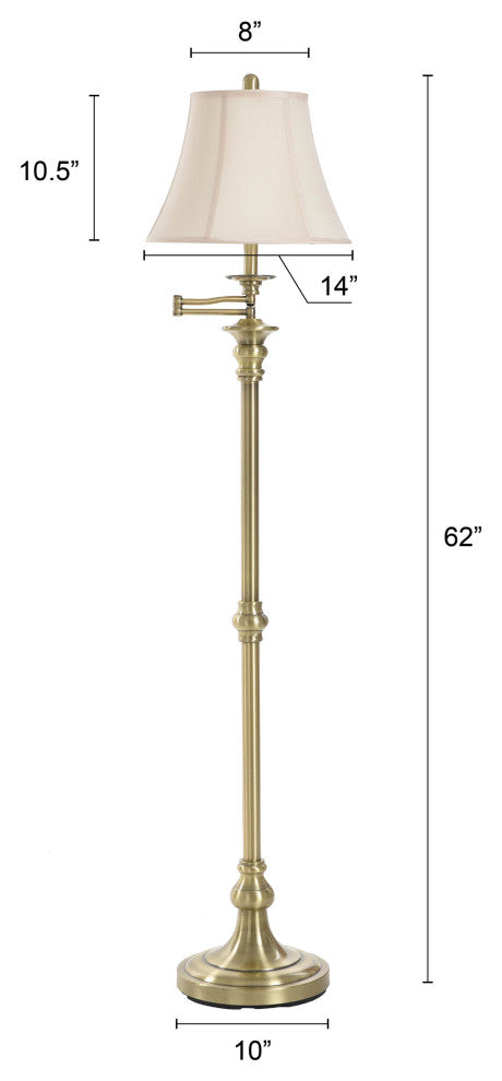Swing Arm Floor Lamp Menlo Bronze, Antique Brass